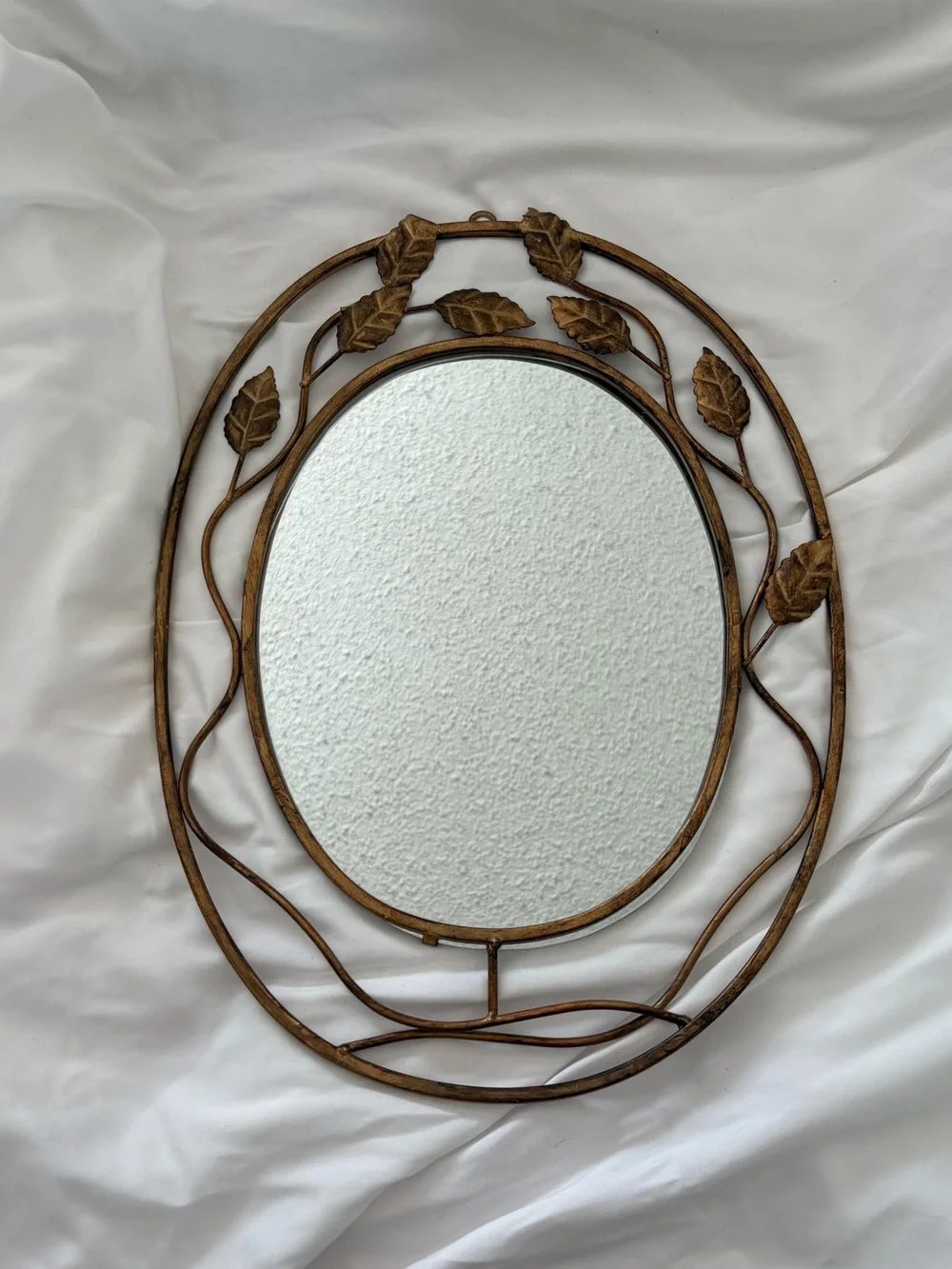 Vintage gold leaf metal mirror wall hanging home decor